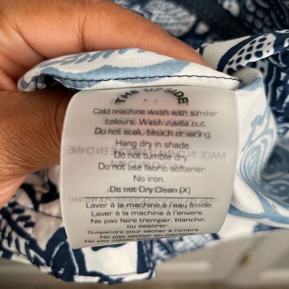 The Upside Womens Jacket 8 Blue Floral Batik Serena Anorak Hooded Gorpcore - Picture 3 of 11